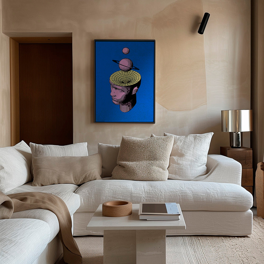 Surrealistisk illustration af hoved med planeter – Canvas1