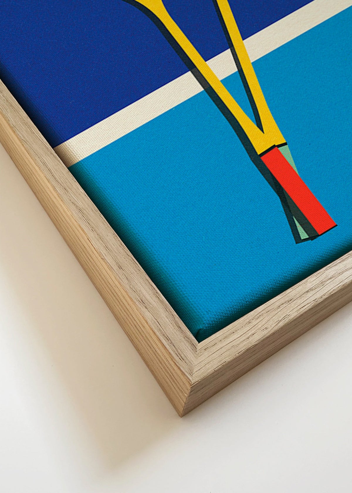 Sportplakat med gule badmintonketchere – Canvas detail