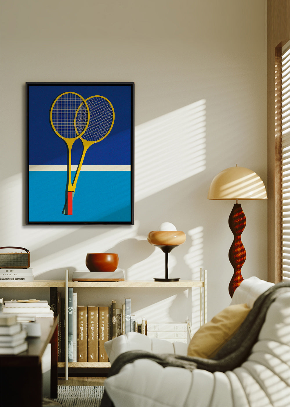 Sportplakat med gule badmintonketchere – Canvas1