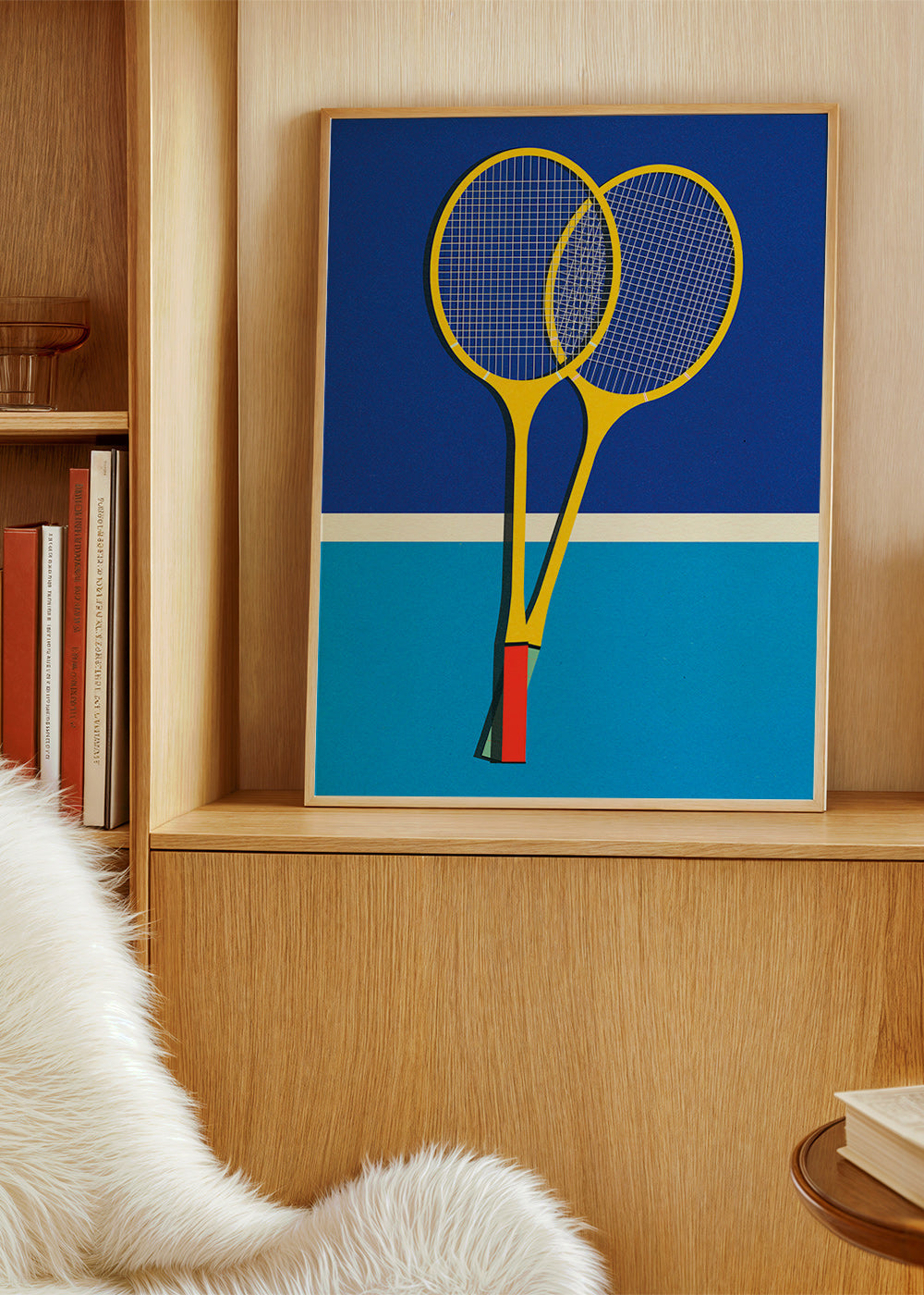 Sportplakat med gule badmintonketchere – Product1