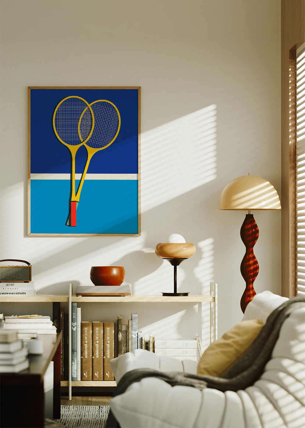 Sportplakat med gule badmintonketchere – Product3