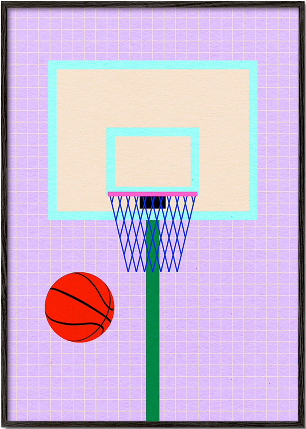 Sportkunst basketballkurv illustration – Black Frame