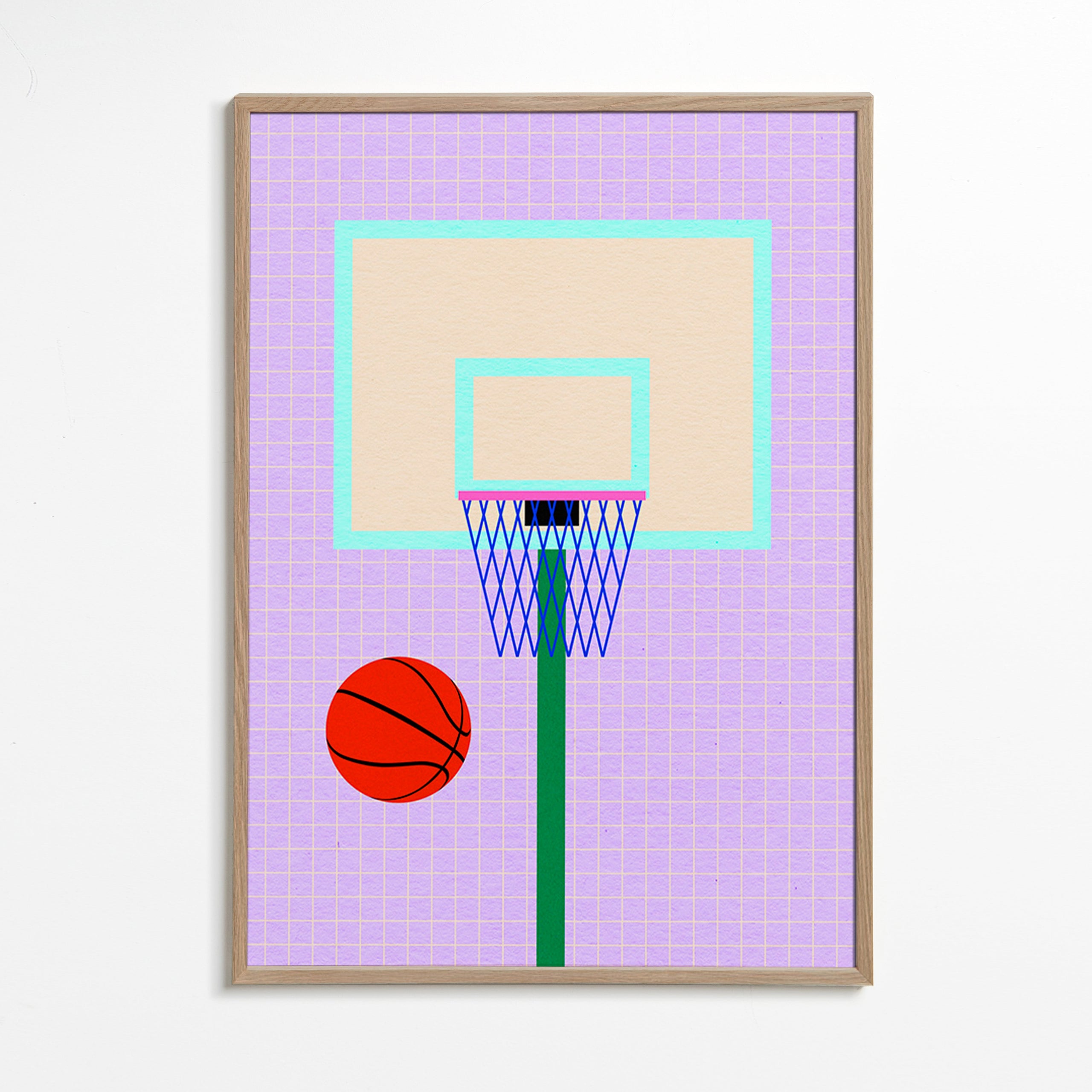 Sportkunst basketballkurv illustration – Oak Frame