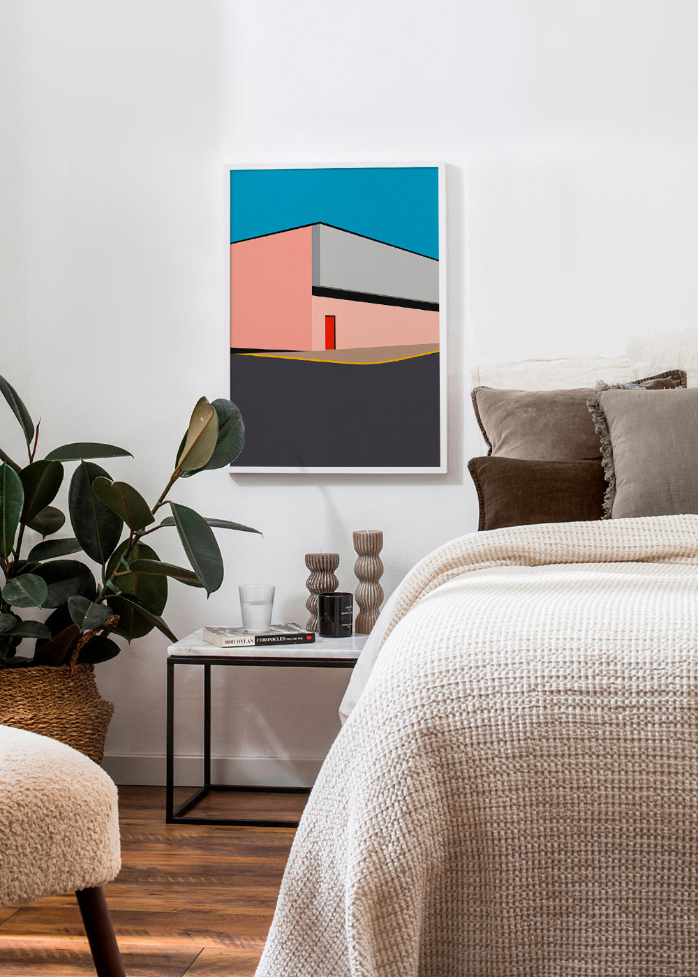 Minimal facade illustration med rød dør – Product3