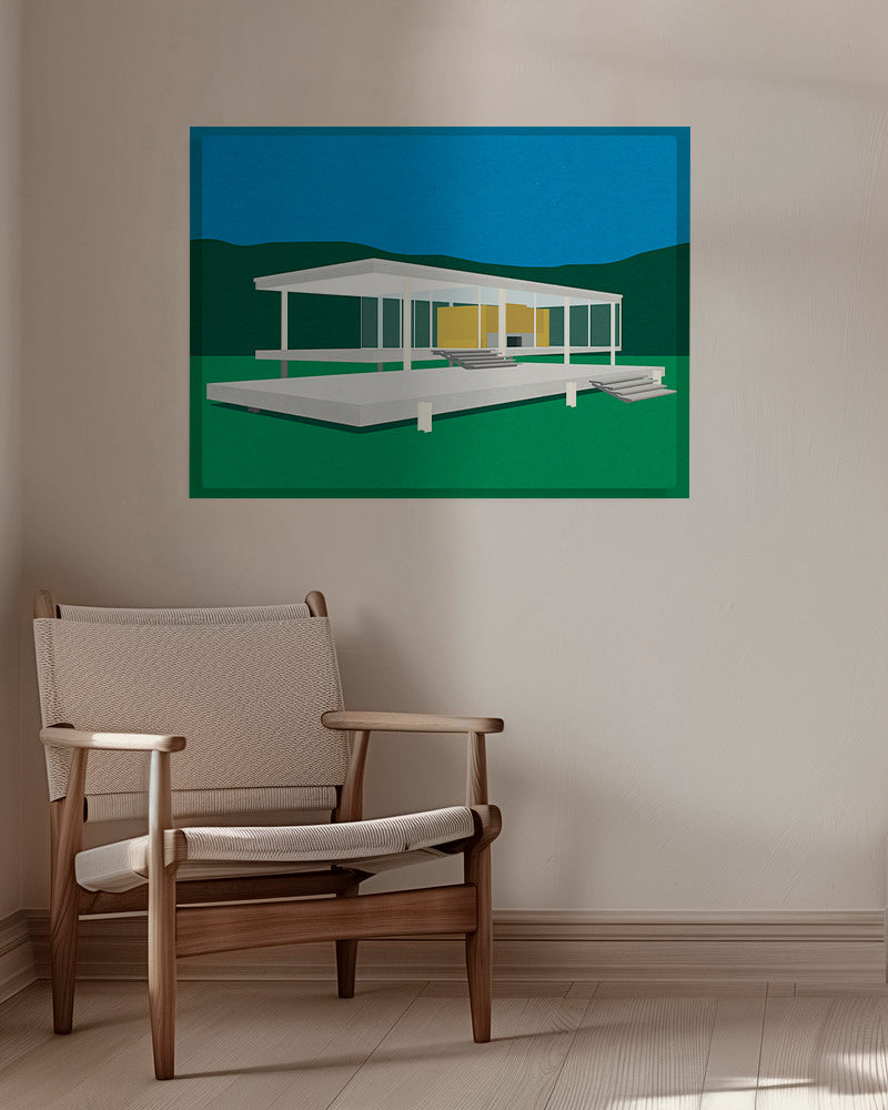 Arkitektonisk illustration af moderne minimalistisk hus – Canvas