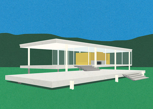 Arkitektonisk illustration af moderne minimalistisk hus