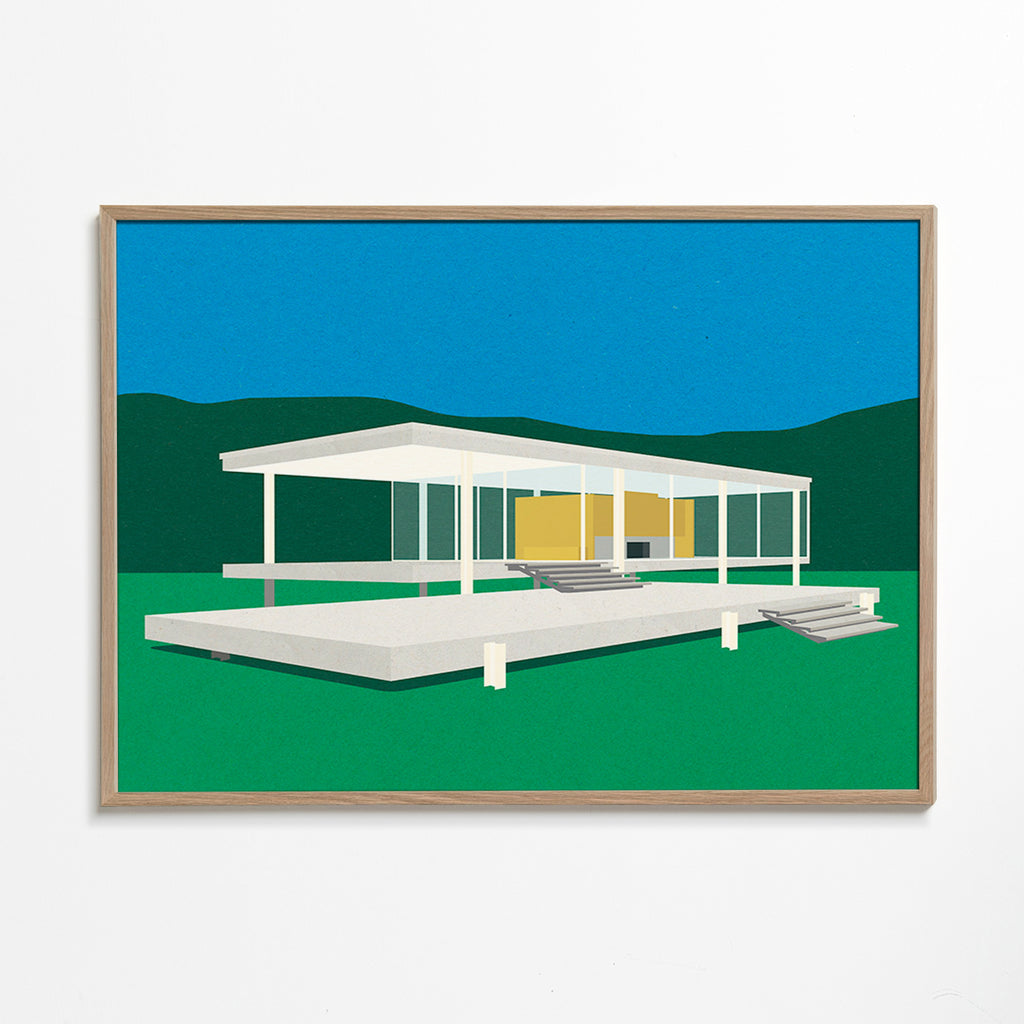 Arkitektonisk illustration af moderne minimalistisk hus – Oak Frame
