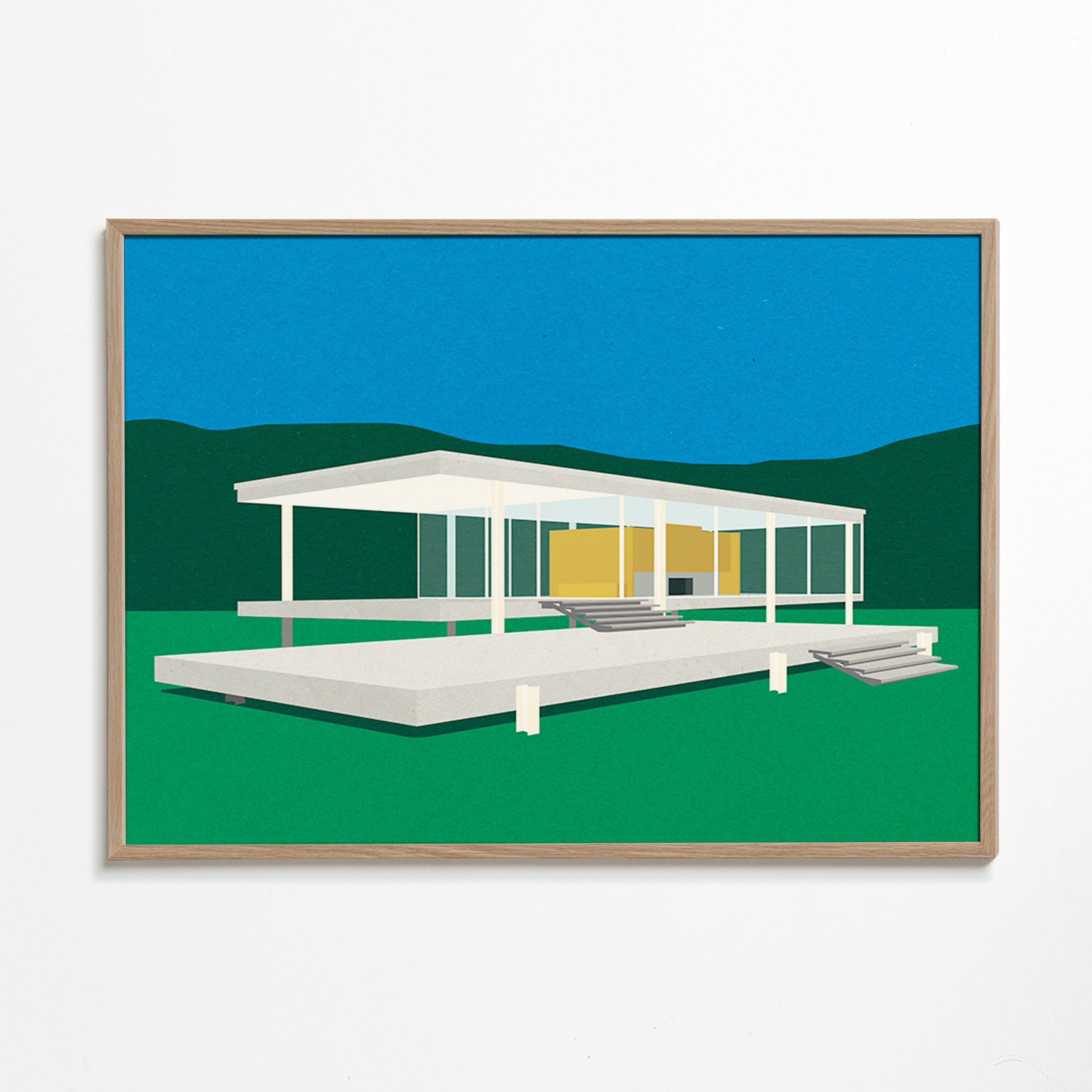 Arkitektonisk illustration af moderne minimalistisk hus – Oak Frame