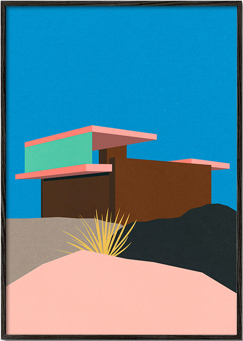 Illustration af ørkenhus – Black Frame