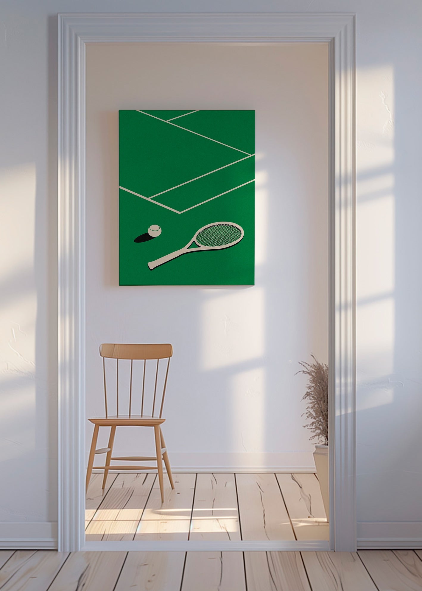 Sportskunst: ketcher og bold på bane – Canvas