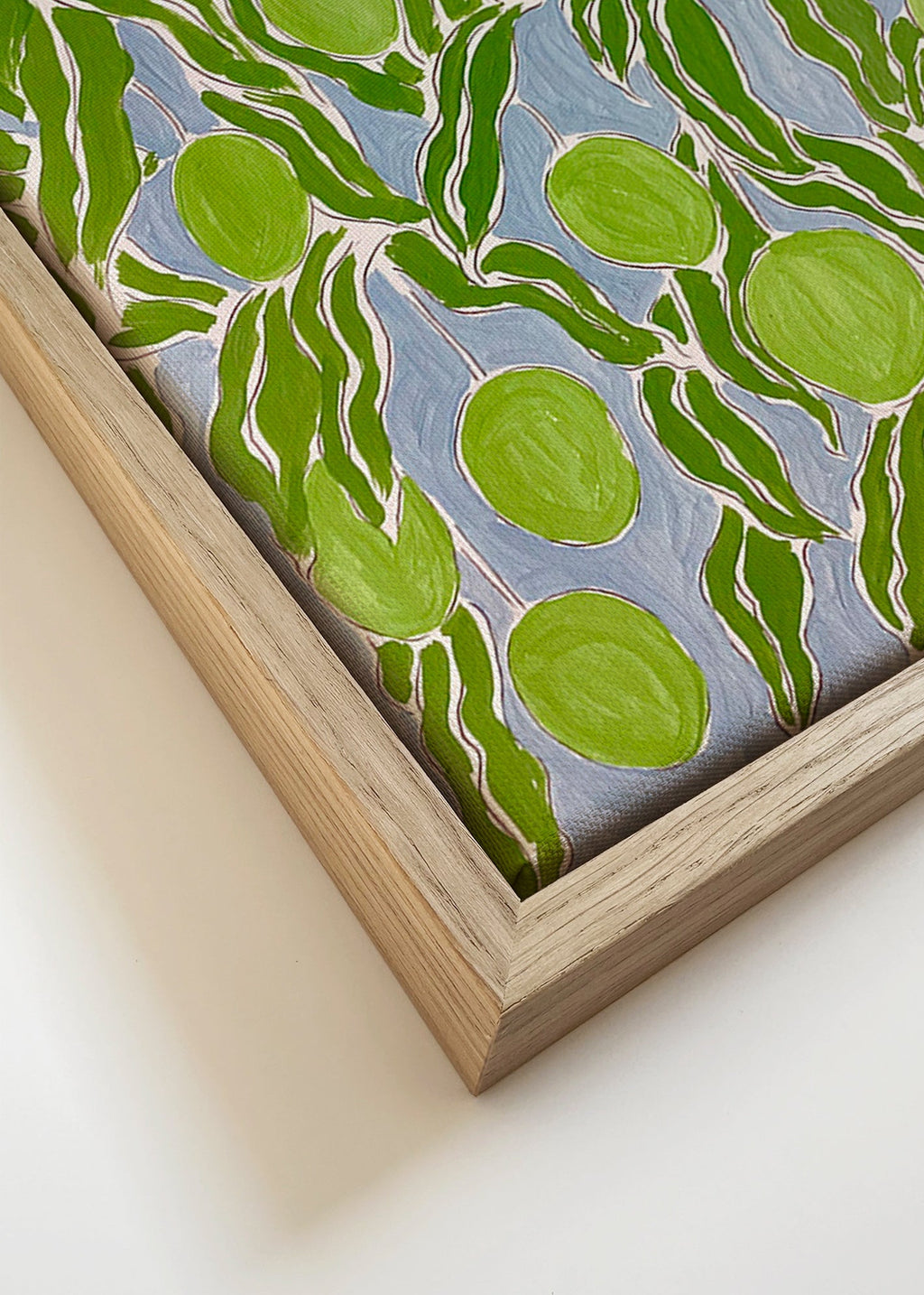 Køkkenkunst med grønne mangogrene – Canvas detail
