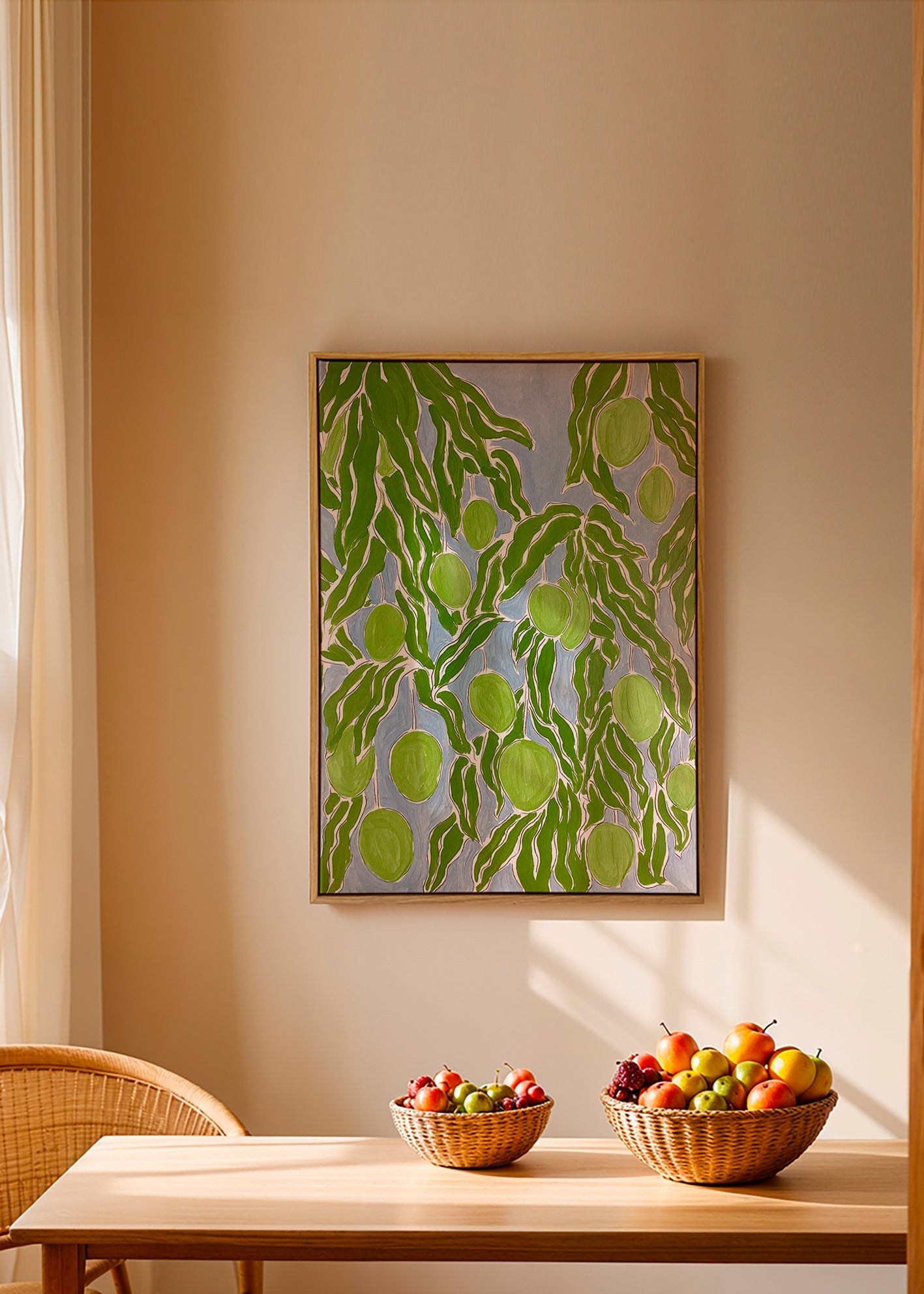 Køkkenkunst med grønne mangogrene – Canvas2