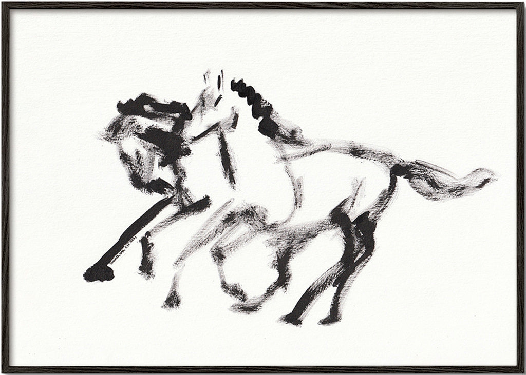 Blæk-heste maleri – Black Frame