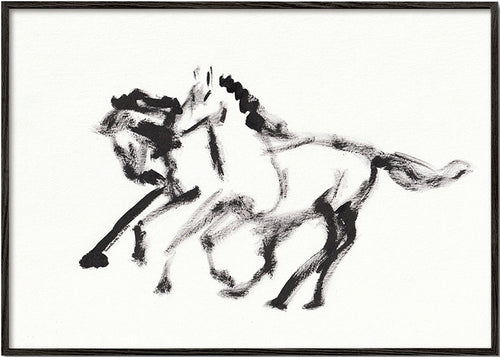 Blæk-heste maleri – Black Frame