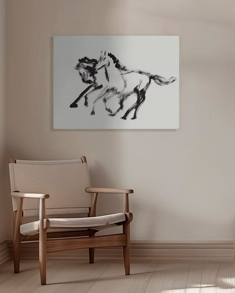 Blæk-heste maleri – Canvas