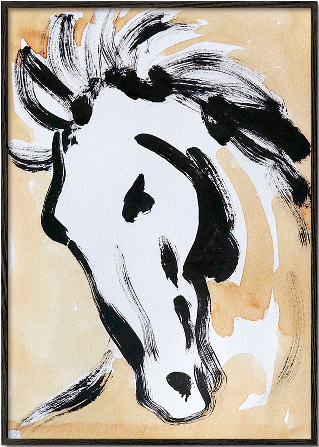 Hest i blæk, gestisk kunst – Black Frame