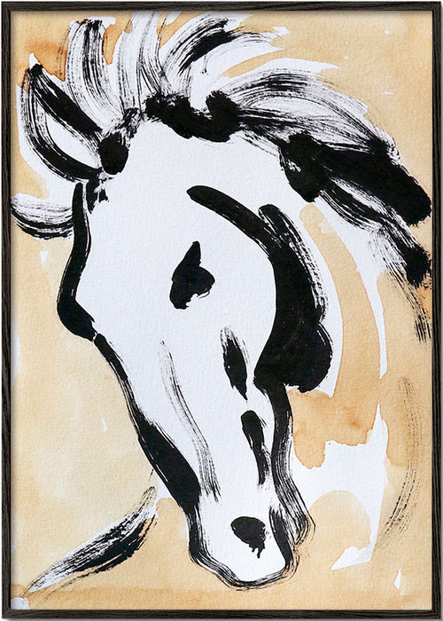 Hest i blæk, gestisk kunst – Black Frame