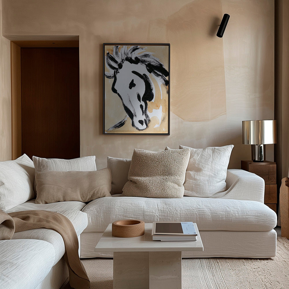 Hest i blæk, gestisk kunst – Canvas1