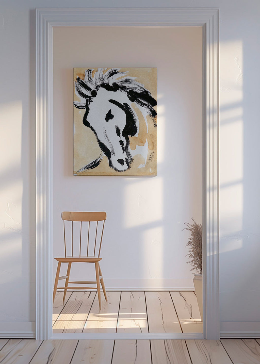Hest i blæk, gestisk kunst – Canvas