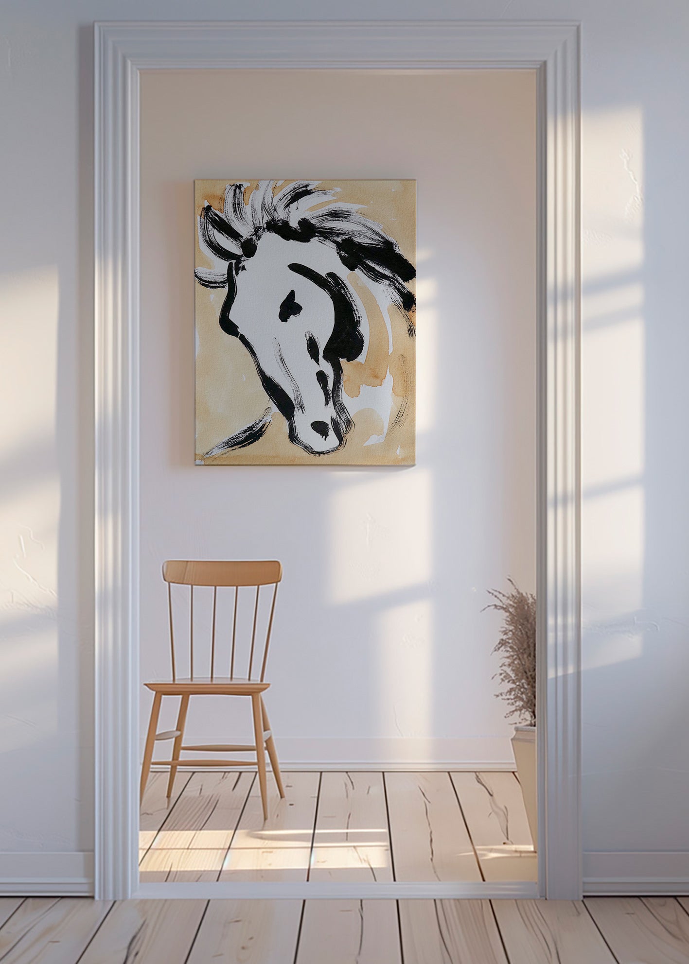 Hest i blæk, gestisk kunst – Canvas