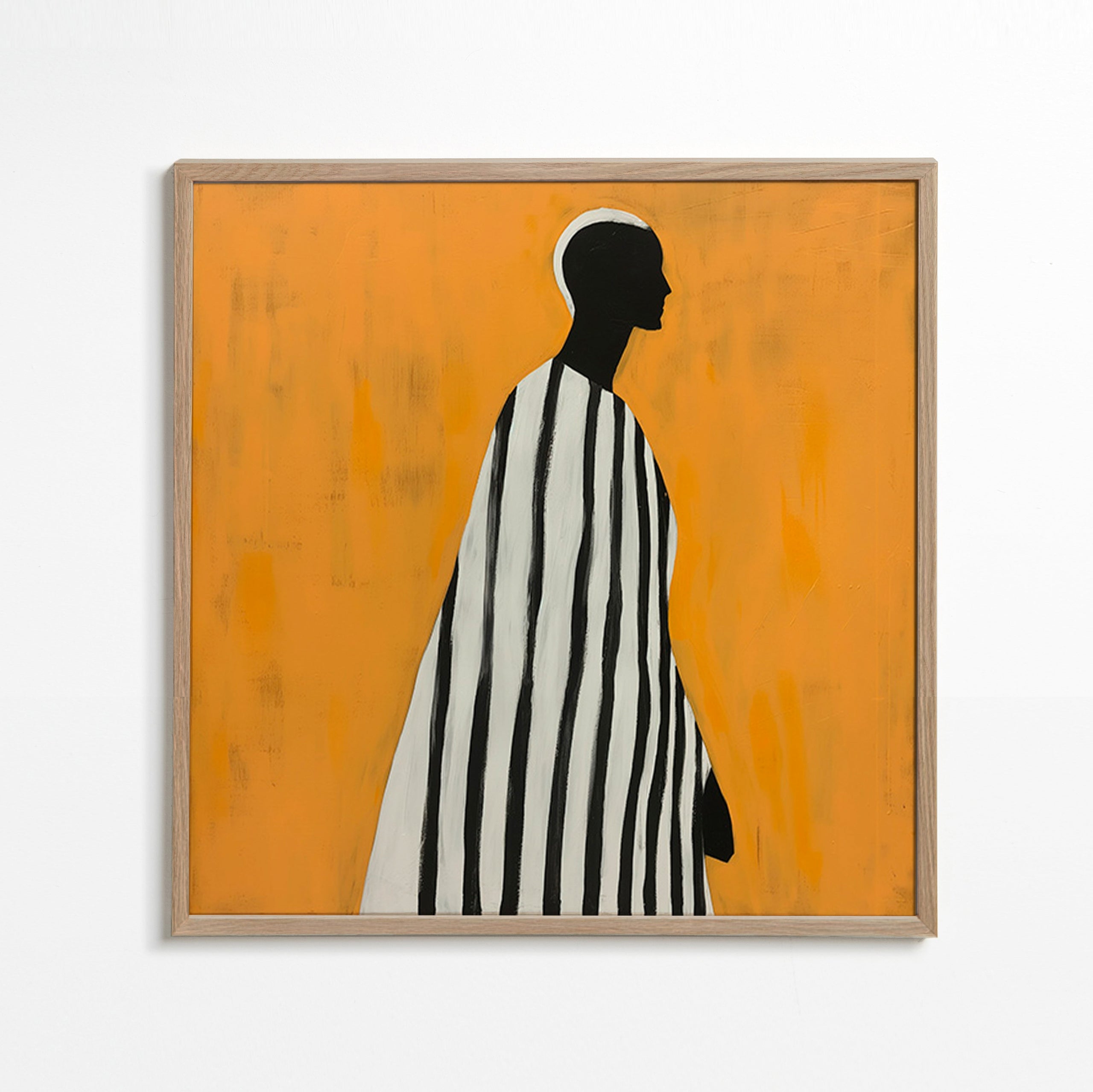 Abstrakt portræt med profilfigur – Oak Frame