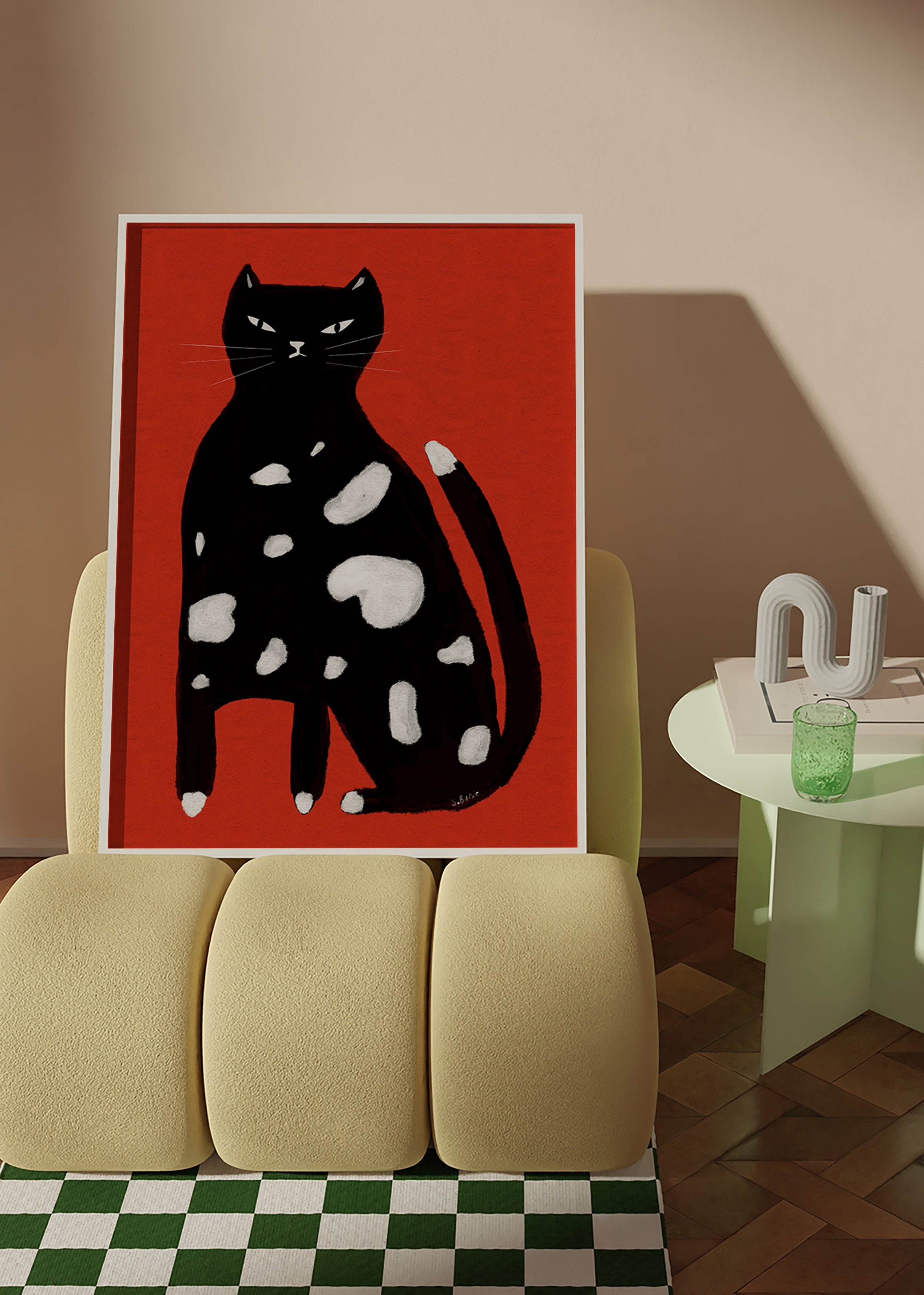 Kat med pletter på rød baggrund – Product3
