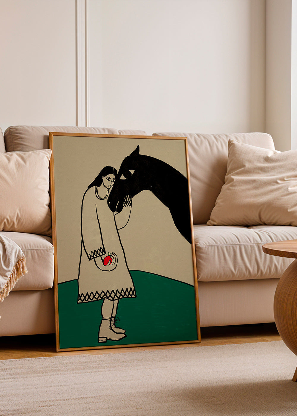 Hestillustration med kvinde og æble – Product2