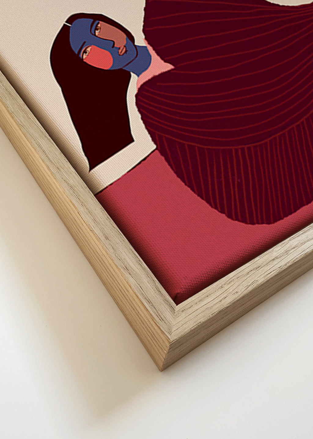 Illustration af liggende figur med kanin – Canvas detail