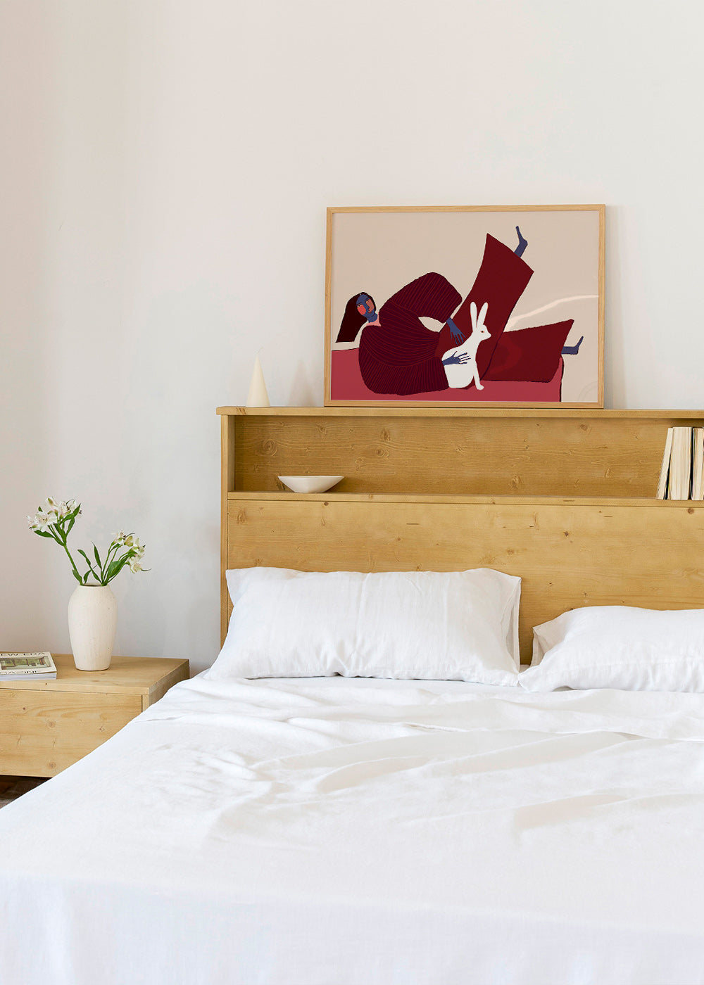 Illustration af liggende figur med kanin – Product1