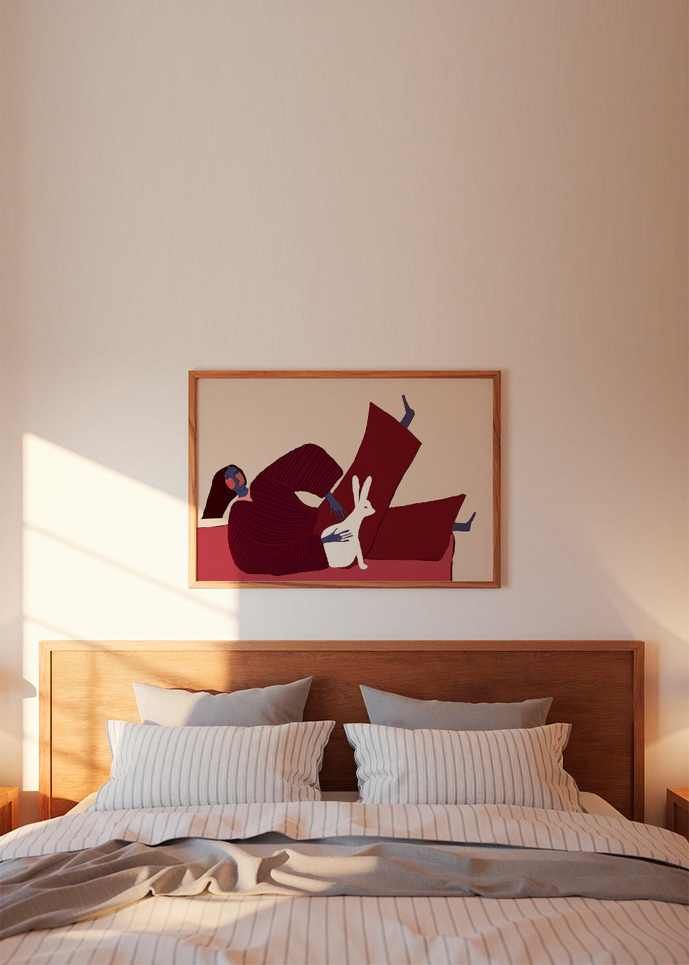 Illustration af liggende figur med kanin – Product3