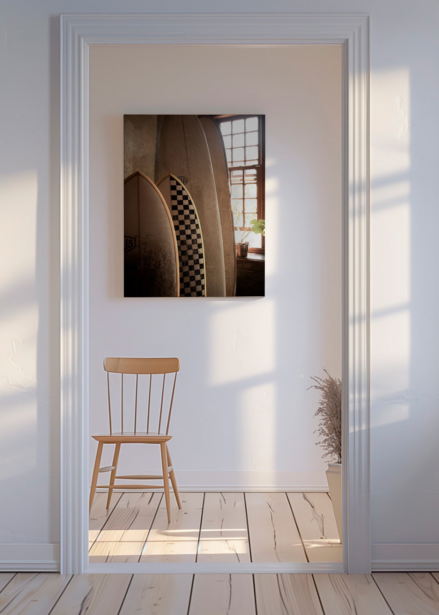 Sportsplakat med vintage surfbrætter – Canvas