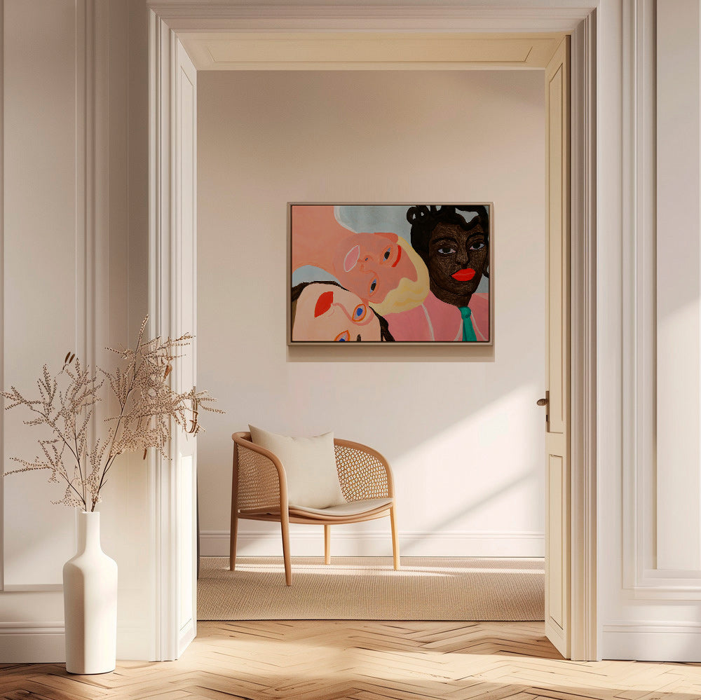Illustration med tre farverige ansigter – Canvas1
