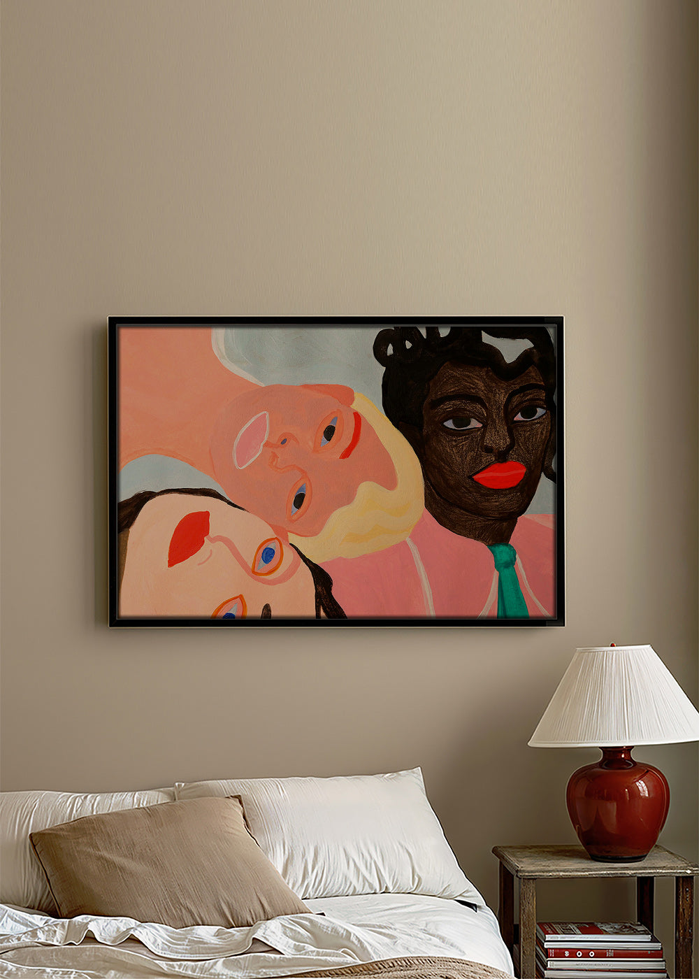 Illustration med tre farverige ansigter – Canvas2