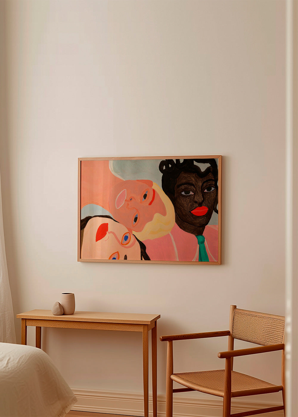 Illustration med tre farverige ansigter – Product1