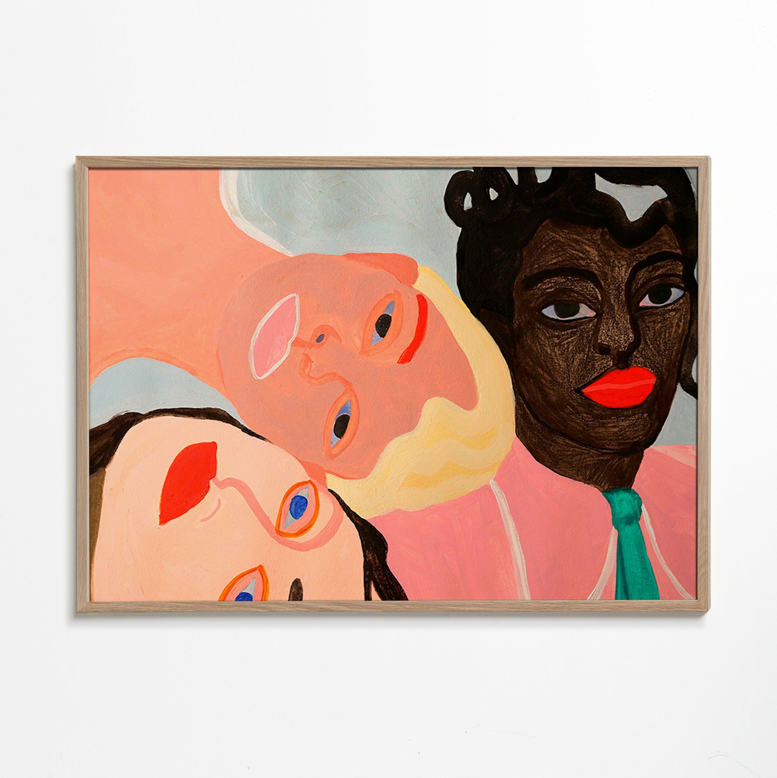 Illustration med tre farverige ansigter – Oak Frame