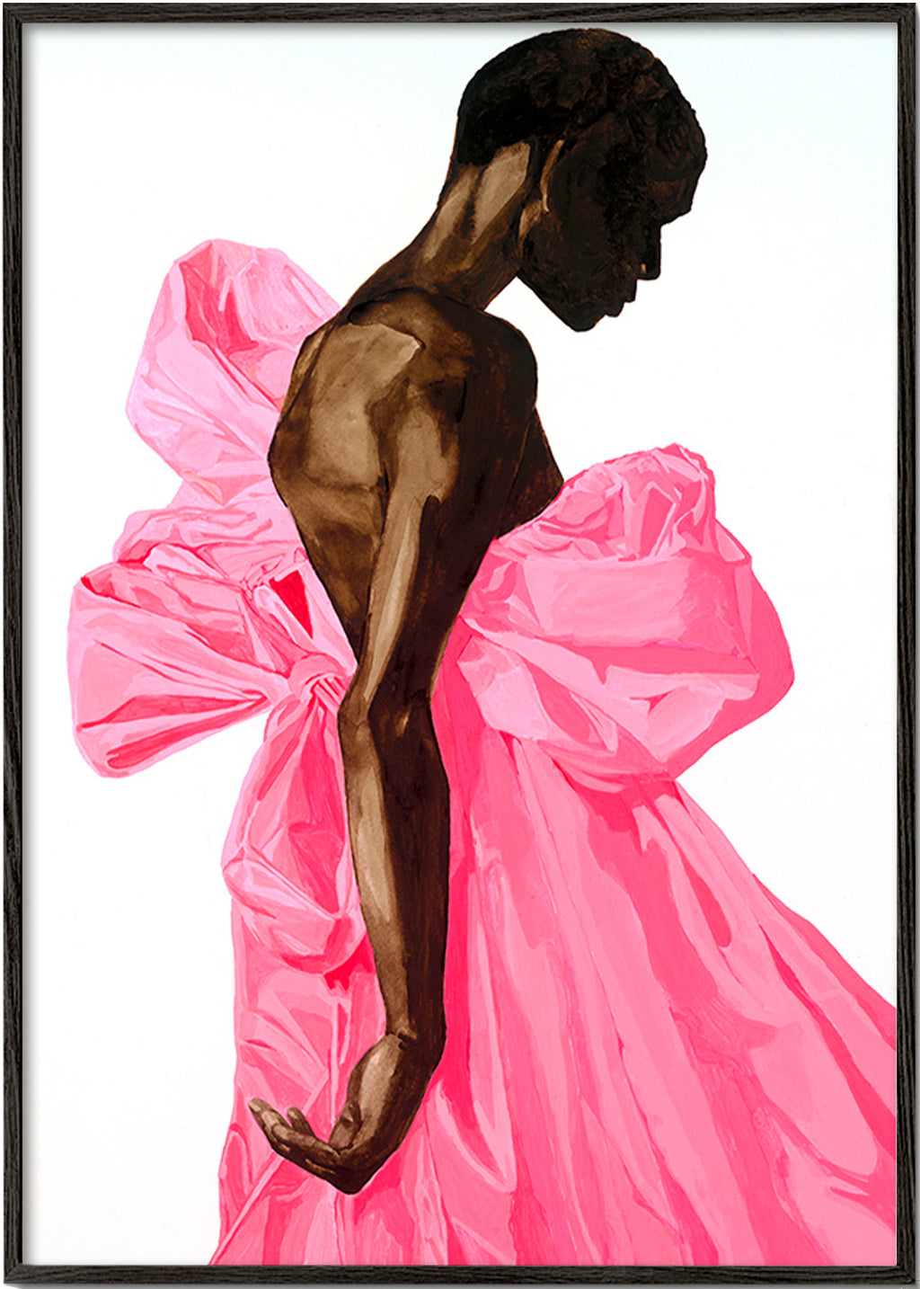 Illustration figur i lyserød kjole – Black Frame
