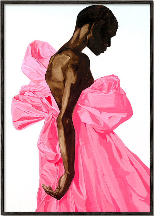 Illustration figur i lyserød kjole – Black Frame