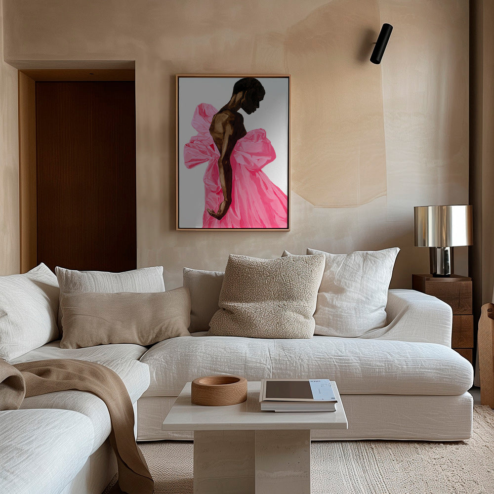 Illustration figur i lyserød kjole – Canvas1