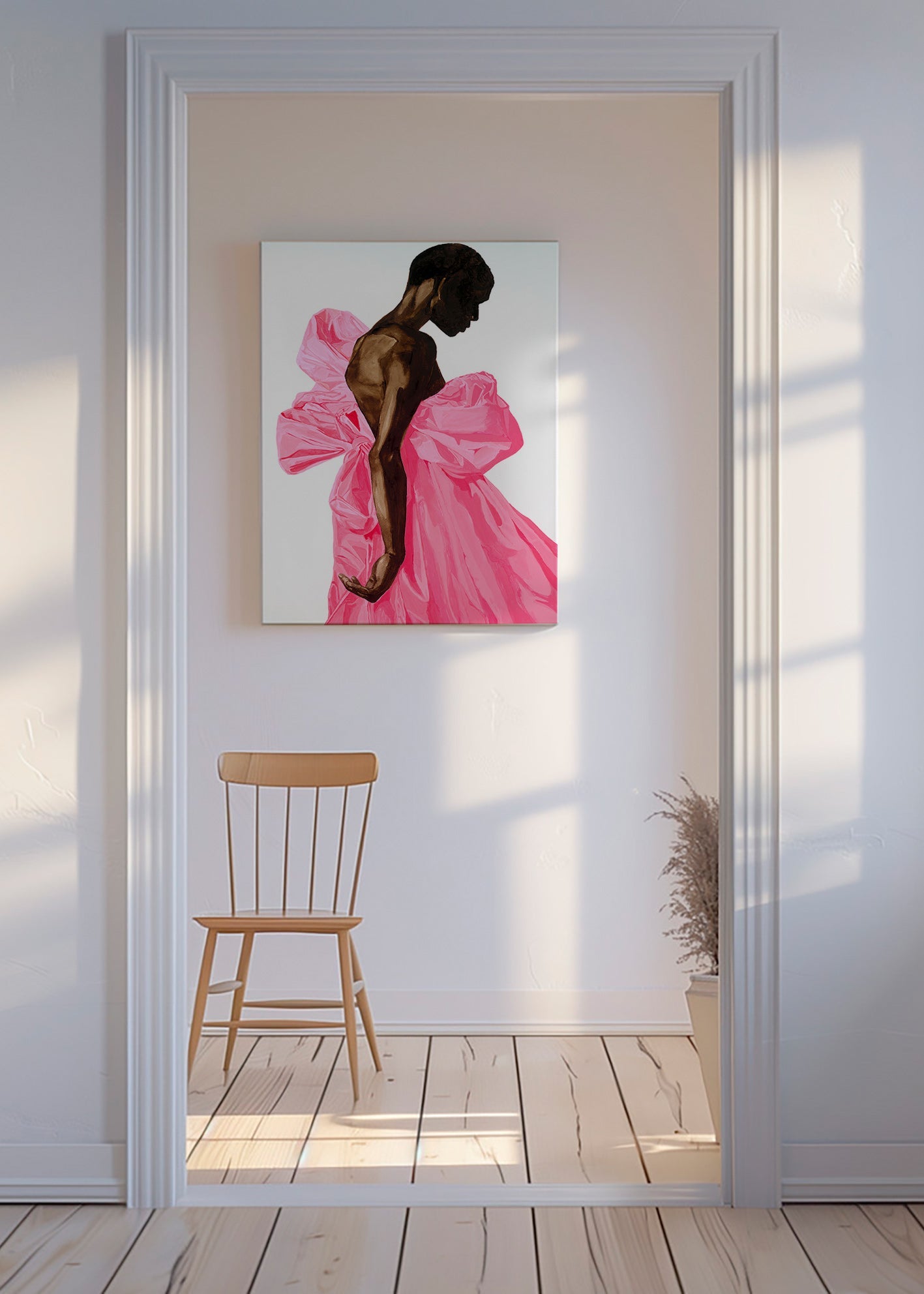 Illustration figur i lyserød kjole – Canvas