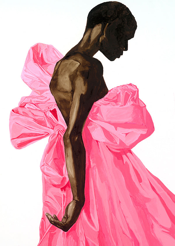 Illustration figur i lyserød kjole