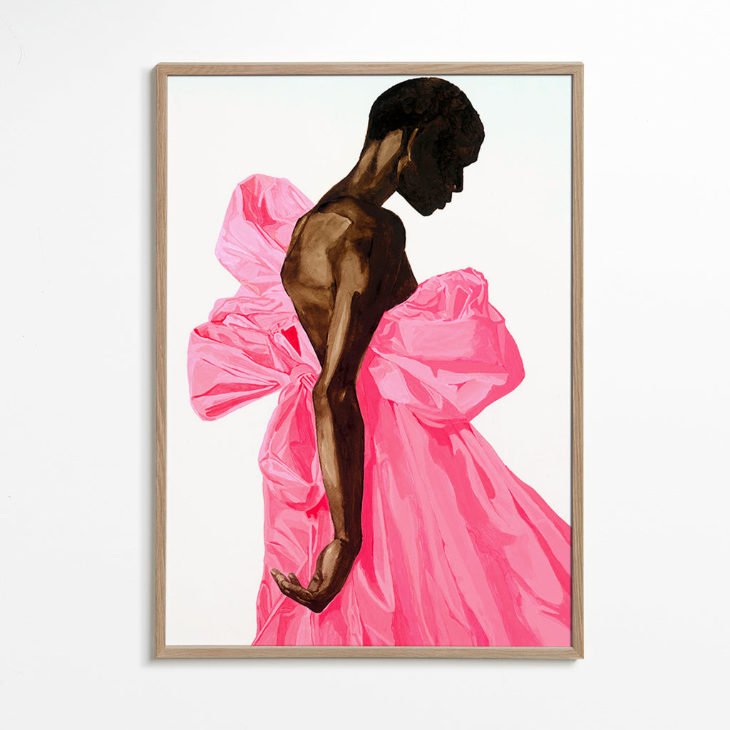 Illustration figur i lyserød kjole – Oak Frame