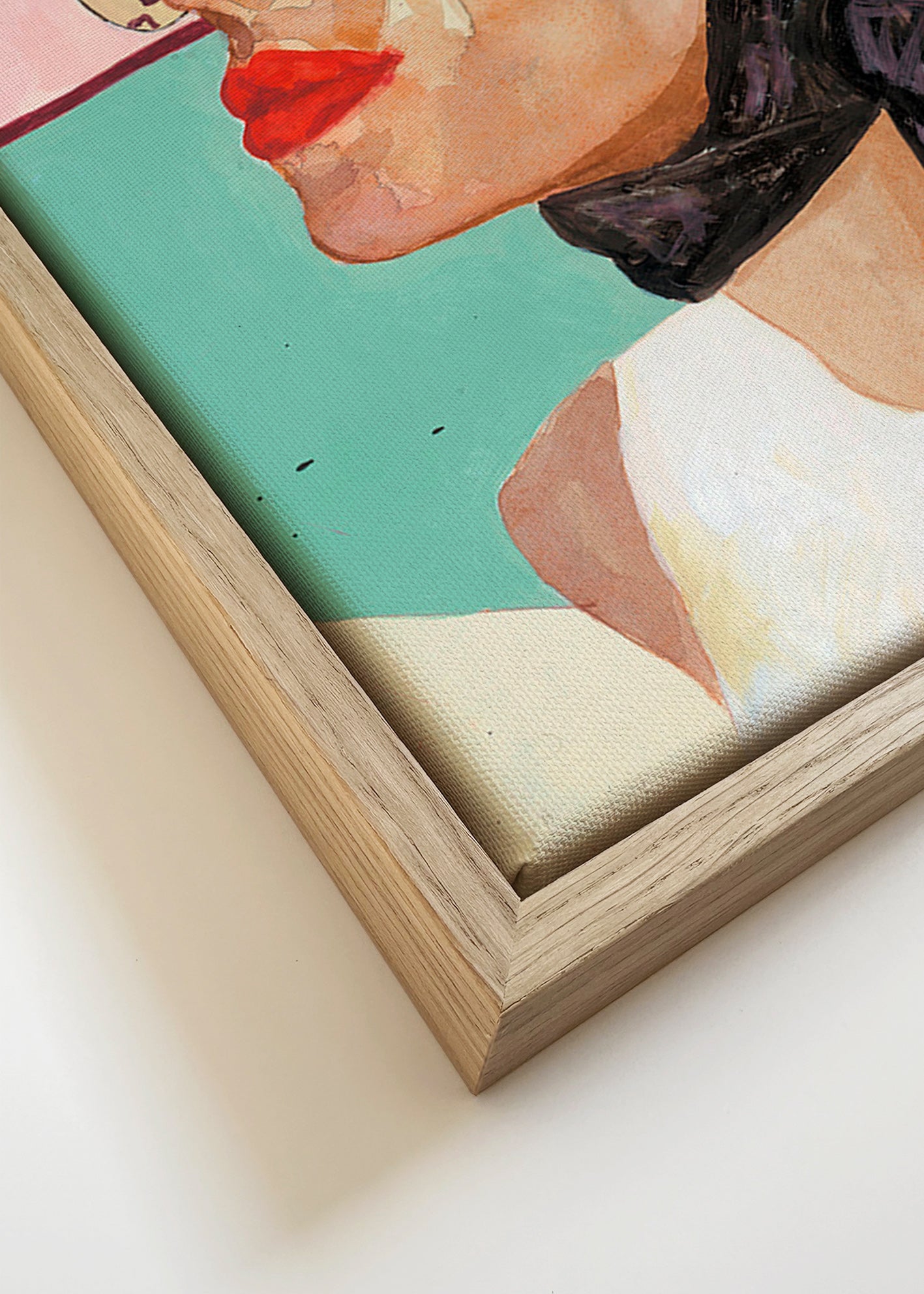 Illustration af kvinde med vintage solbriller – Canvas detail