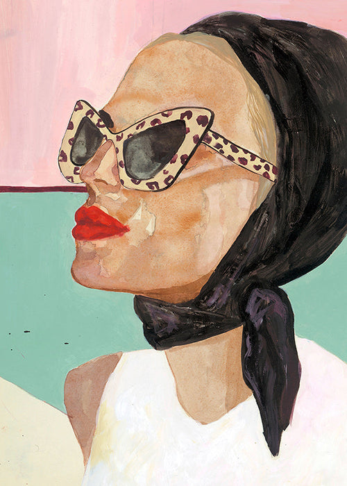 Illustration af kvinde med vintage solbriller