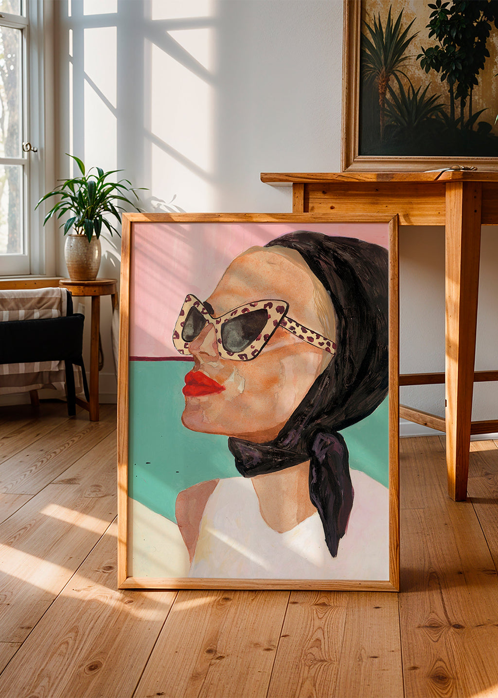Illustration af kvinde med vintage solbriller – Product3