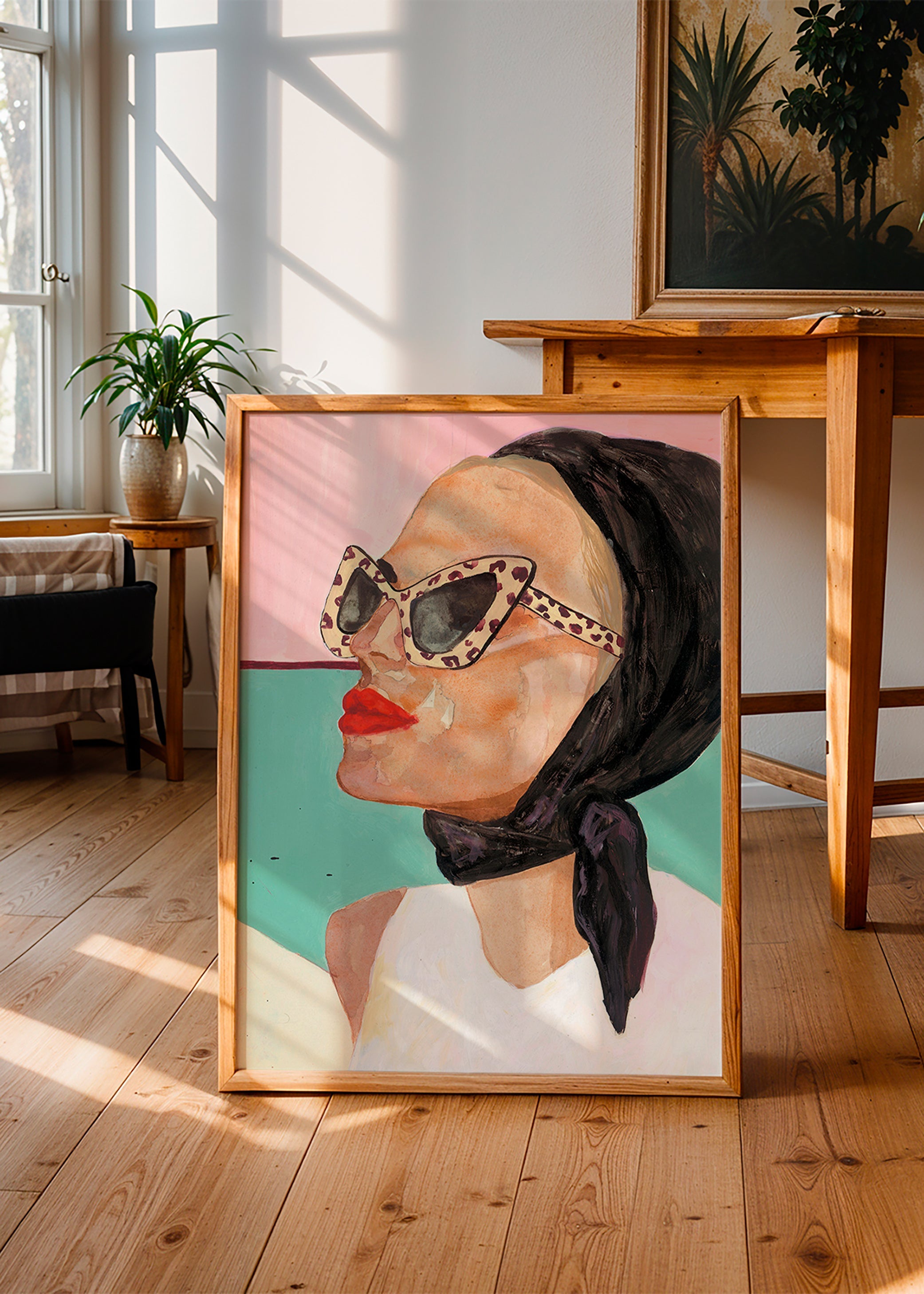 Illustration af kvinde med vintage solbriller – Product3