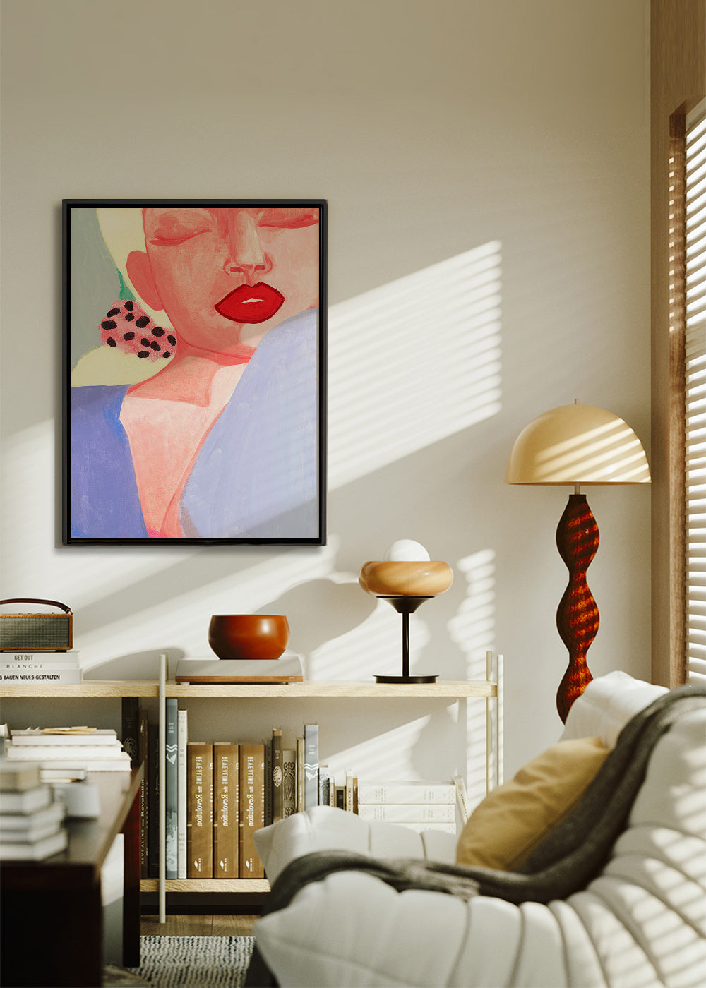 Illustration af kvinde med røde læber – Canvas1
