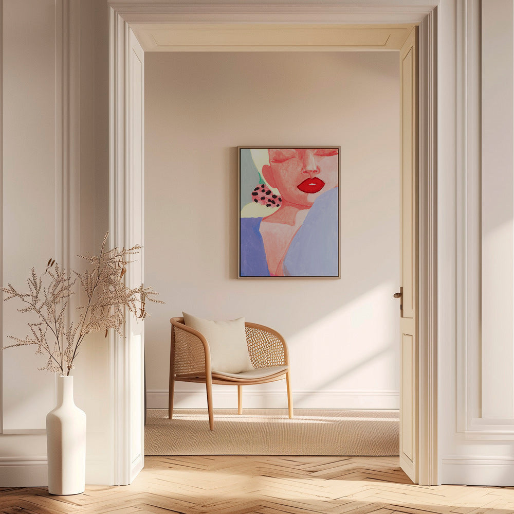 Illustration af kvinde med røde læber – Canvas2