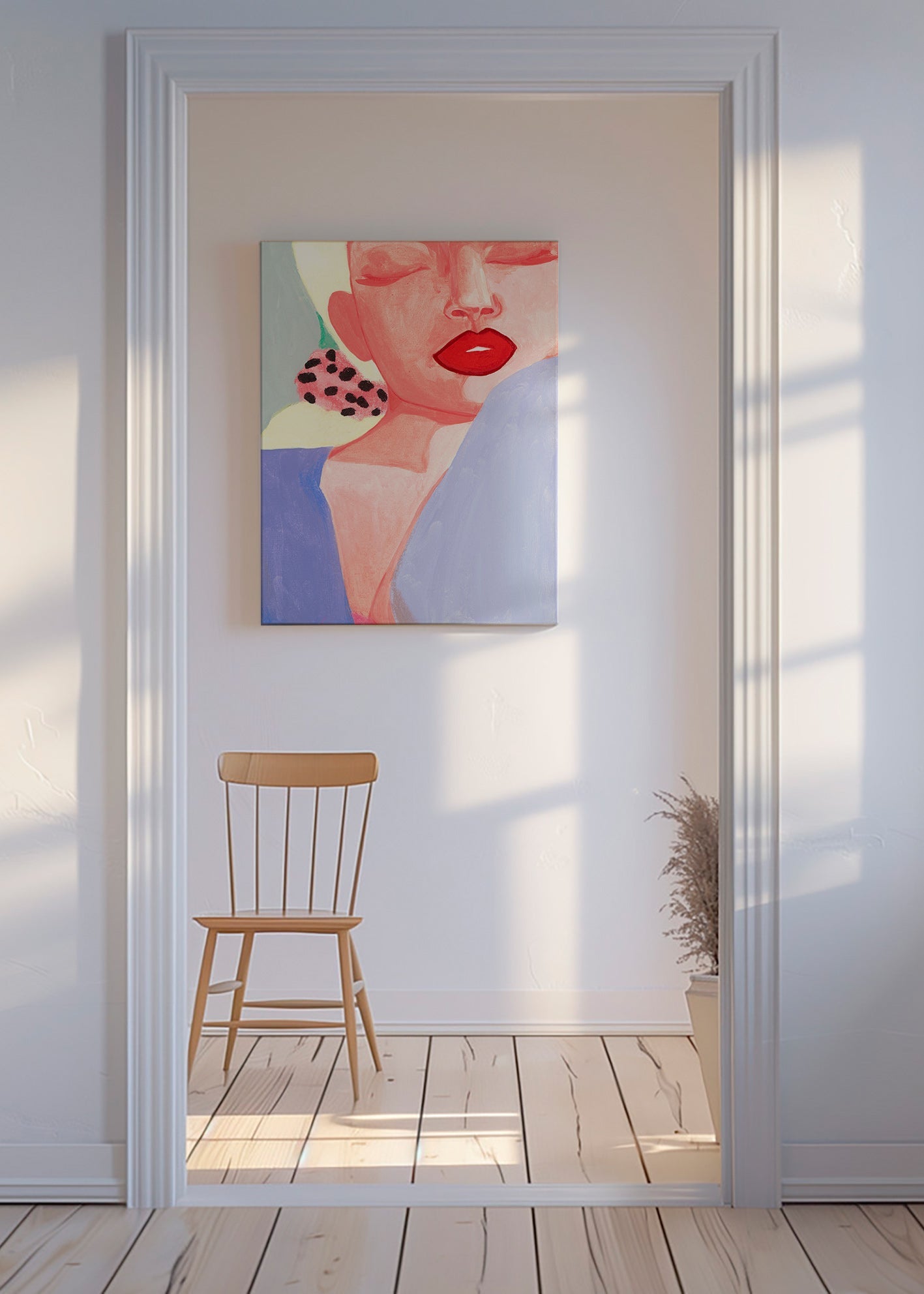 Illustration af kvinde med røde læber – Canvas