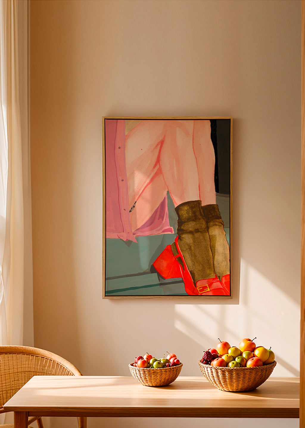 Illustration af ben med røde sko – Canvas2