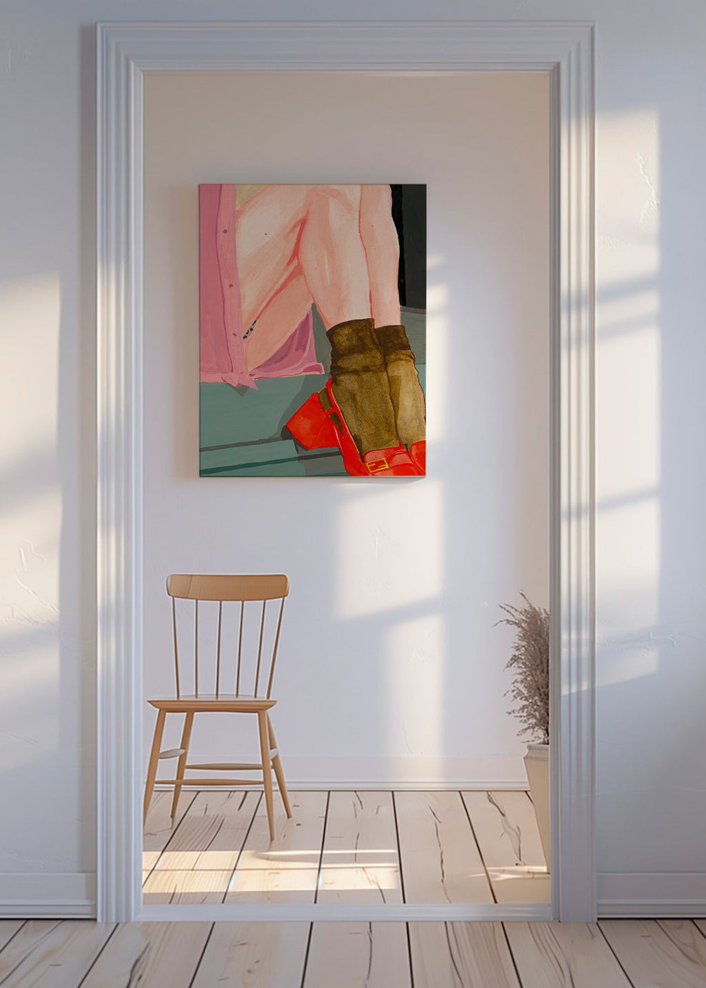 Illustration af ben med røde sko – Canvas